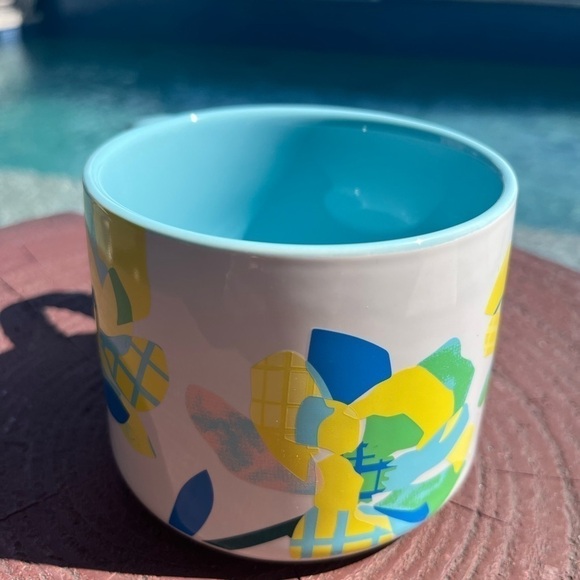 Starbucks 2023 Easter Neon Yellow Blue Flower Bee Ceramic Mug - Picture 5 of 7